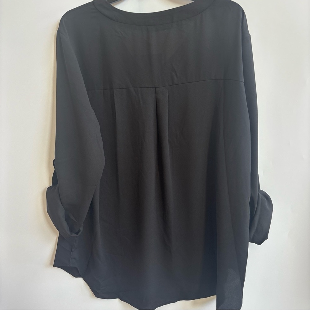 Youtalia Dressy Casual 3/4 Sleeve V Neck Chiffon Shirt Work Blouses, Black, XXL - Picture 8 of 8